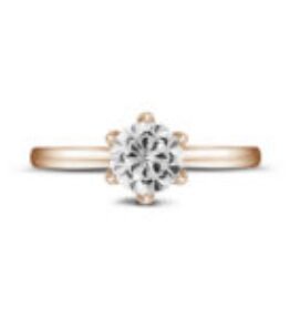 Solitaire ring in white gold with round diamond - 0.5 carat and side diamonds